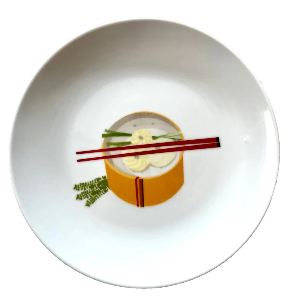 Crate & Barrel Global Bites Appetizer Plates Sushi Snack Tidbit Set of 6, 6.75”